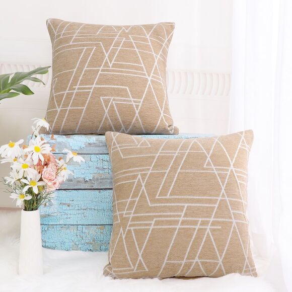 2pcs Polyester Cover Sofa Throw Pillow Case Pale Brown - Picture 4 of 6